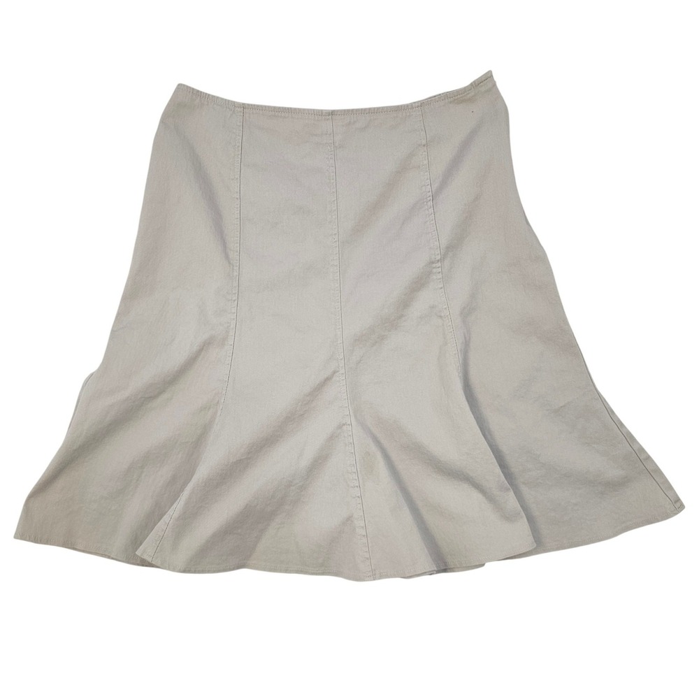 Courtenay Khaki Beige Cotton Spandex A-Line Paneled Midi‎ Skirt Womens Size 10